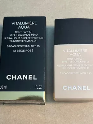 CHANEL VITALUMIERE AQUA 12 BEIGE ROSE UltraLight Skin Perfecting Sunscreen SPF15 • $39.50