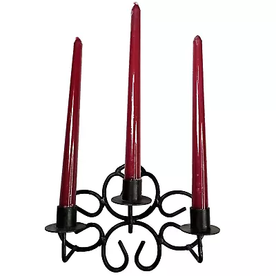 Vintage Black Metal Twisted Iron Candlestick Holder Wall Décor Medieval Gothic • $35.99