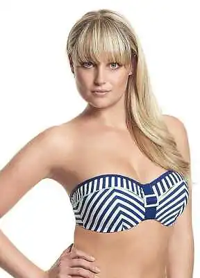 SALE.....Panache Cleo Lucille CW0063 Nautical Bandeau Bikini Top 28-36 D-FF • £8.95