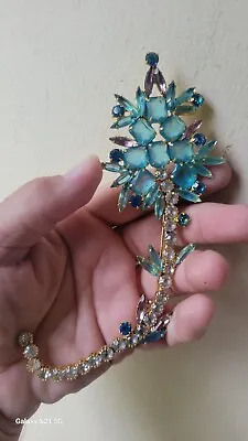 Massive Vintage BLUE ICE Pin Brooch 7.5  Long! GORGEOUS • $175