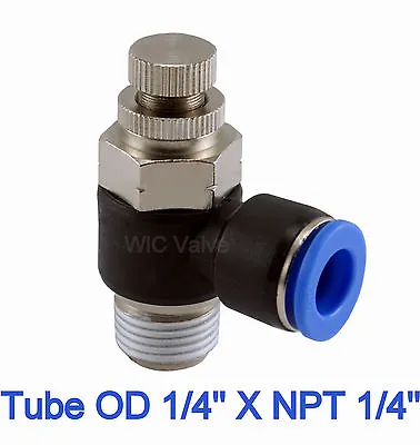 Air Angle Flow Control Valve Tube OD 1/4 X NPT 1/4 Pneumatic Push In Fitting  • $9.99
