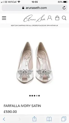 Aruna Seth Farfalla Ivory Bridal Wedding Peeptoe Shoes Heels Size UK 6 /39 • £200