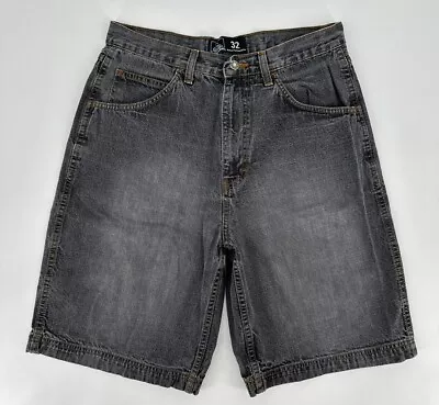 Foot Locker Jean Shorts Men's 32 Black Gray Denim Jorts Y2K Vintage Discontinued • $24.99