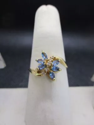 14K Yellow Gold Tanzanite And Diamond Ring  -  Size 10.5 • £164.44