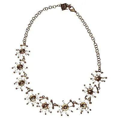 ROSANTICA White Gold Metallic Pearl Daisy Chain Gem Necklace NEW RRP 300 • £58.50