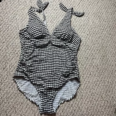 Merona Womens Size XL One Piece Swimsuit Black White Checkered  • $0.99