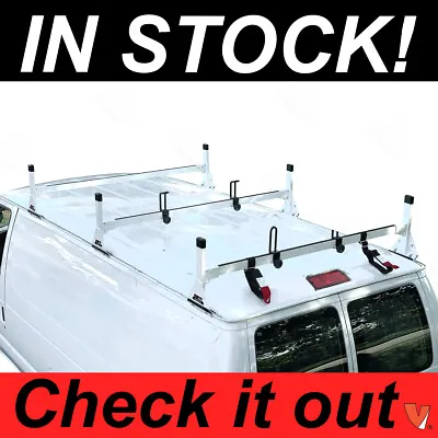 Ford Econoline Work Van 3 Bar 1992-2015 Ladder Roof Racks Steel White Rack • $238.05