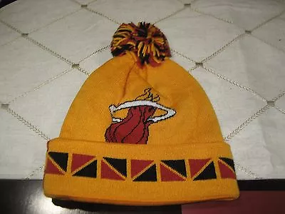 BULK LOT OF 10 MIAMI HEAT 2 FACE Mitchell & Ness BEANIE POM HAT RED/YELLOW  NWT • $49.99