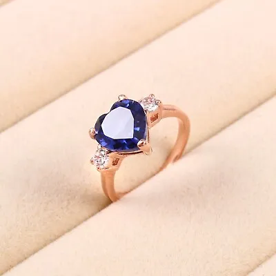 Blue Sapphire Ring September Birthstone 925 Sterling Silver Lab Created Sapphire • $88.57