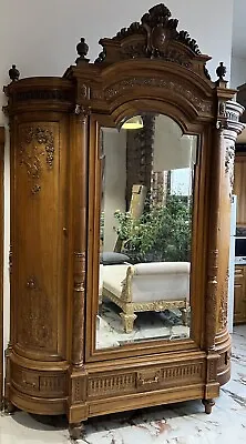 Honore Dufin Mirrored Armoire 1800’s Antique • $49000