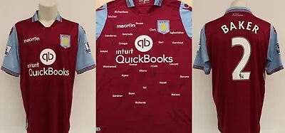 Nathan Baker Match Issued & Squad Signed Aston Villa Home Shirt + COA & Map • £160