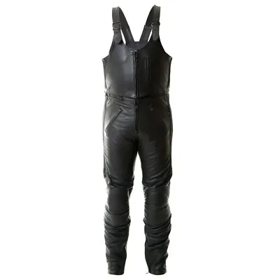 Frank Thomas Bib And Brace Leather Motorcycle Jeans Black • £169.99