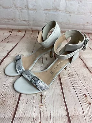 Women’s Mint Velvet Beige Leather Open Toe Kitten Heel Ankle Strap Shoes Size 37 • £69.99