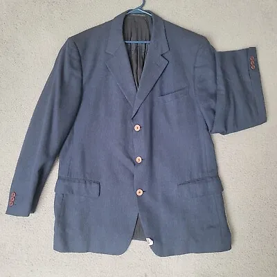 Vintage Gianni Versace Couture Men's Blue Suit Jacket 3-Button SEE MEASUREMENTS • $32.99
