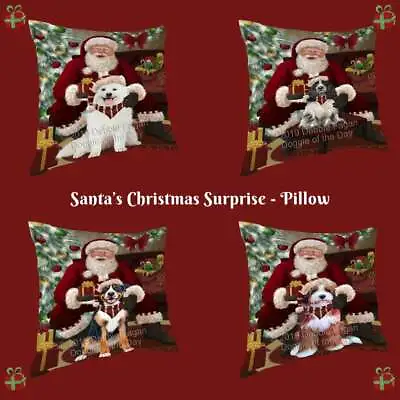 Santa's Christmas Surprise Dogs Cats Photo Throw Decorative Pillow • $53.89