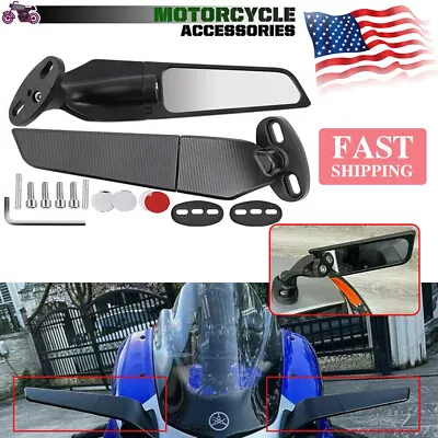 Motorcycle Wind Swivel Stealth Wing Rear View Side Mirror Set For Yamaha Honda • $22.99