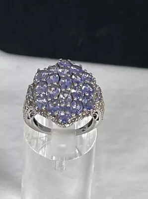 Tanzanite 2.97ctw White Topaz .24ctw 18k Yg Plated Sterling Silver Ring • £86.86