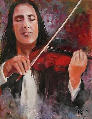 YARY DLUHOS Music Violin Instrument Figure Musician Original Art Oil Painting • $535