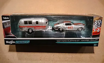 1967 Ford Mustang Gt & Camper Trailer 1:64 Maisto Design Tow And Go • $15.50