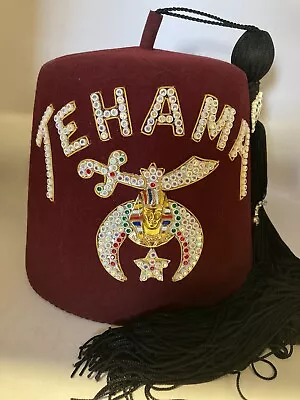 Shriners Masonic Jeweled Fez Hat With Tassel And Case. Pins. Tehama. Koolaid • $35