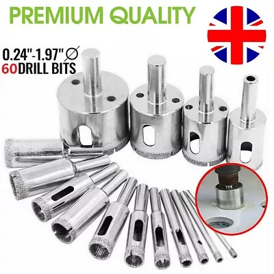 £9.99 • Buy 30 / 60 Pcs Diamond Holesaw Cutter Tile Drill Bit Tool Glass Marble Ceramic Hole