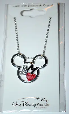 Disney Arribas Mickey Mouse 18  Silver-Tone Necklace W/Swarovski Crystals HTF • $39.99