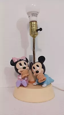 Vintage 1984 Disney Baby Mickey & Minnie Nursery Table Lamp & Night Light 3 Way • $29.99