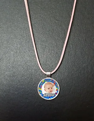 Personalised Photo Happy Birthday Any Age 18  Pink Cord Necklace Childs Gift R5 • $9.90