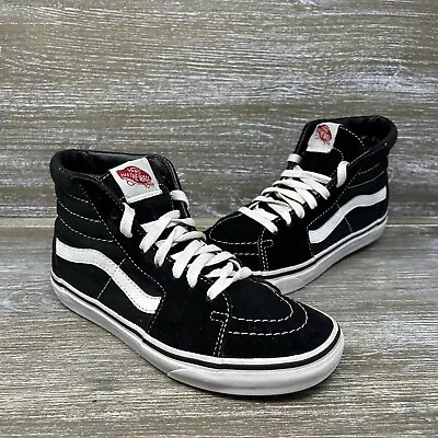 Vans Sk8-Hi Suede Skateboarding Shoes Sneakers Black White Womens Size 6.5 • $24.99