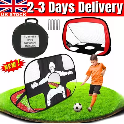 2 In 1 Foldable Football Goals Soccer Target Net Training Goal Portable For Kids • £16.79