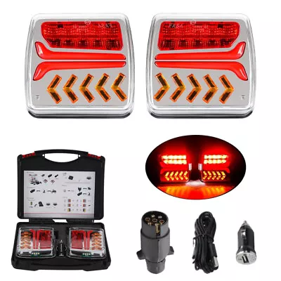 2 Magnetic Wireless LED Tow Towing Trailer Rear Tail Lights Battery Operated USB • $77.27