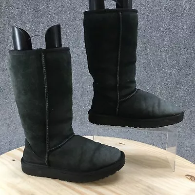 UGG Boots Women 6 Black Classic Tall II Pull On Mid Calf Suede Sheepskin 1016224 • $30.99