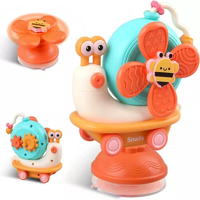 High Chair Toys Montessori Sensory Toy Suction Cup Spinner Toys Snail Car Toy • £6.99