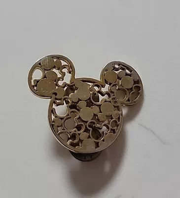 Disney World Parks Gold Tone Filagree Mickey Mouse Head Lapel Pin • $6