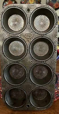 Vtg Ekco Ovenex Starburst Metal Cupcake Muffin Tin N-80-8 Cupcake Baking Pan USA • $10