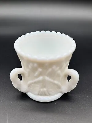 Westmoreland Vintage Milk Glass 3D Swan & Cattail Pattern Toothpick Holder • $10