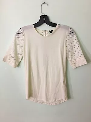 J CREW $78 White EYELET BACK ZIP TOP Sz XXS Style A6763 • $10.80