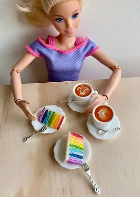 12pcs Dollhouse Miniature Handmade Food Coffee Rainbow Cake 1:6 Barbie Latte Art • $6.99