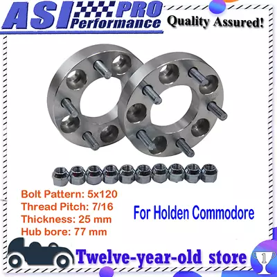 2Pcs 25Mm Wheel Spacers Adapters For Holden Commodore 5X120 7/16 Cb=77Mm PRO • $69