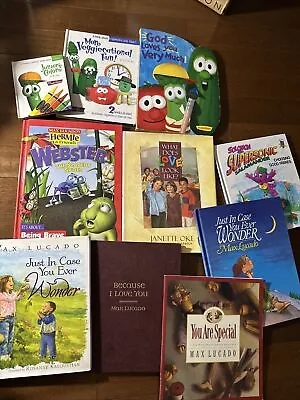 Lot Of 10 Christian Books For Kids Max Lucado Veggie Tales  Hermie Solomon • $24