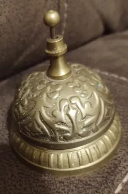 Vintage Brass Hotel Desk Service Bell India Ornate Art Deco • $14.14