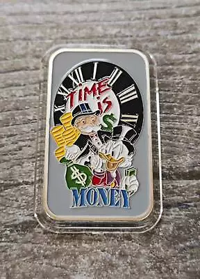 Time Is Money Monopoly Scrooge 1 Oz Proof Like Enameled Silver Bar • $89