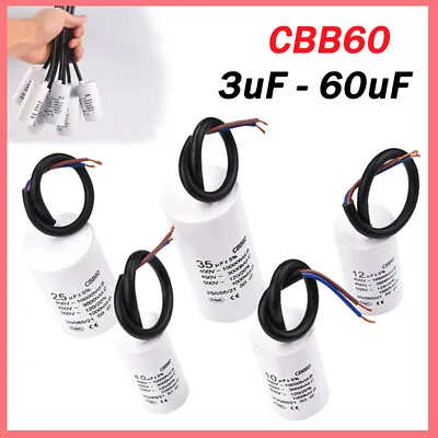 CBB60 Appliance Motor Run Capacitor Wire Lead AC 450V 50/60Hz 3uF - 60uF • $11.39