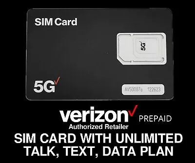 Verizon Prepaid SIM Card/ESIM $35$50$60 Plan Unlimited TalkTextData 30 Days • $30