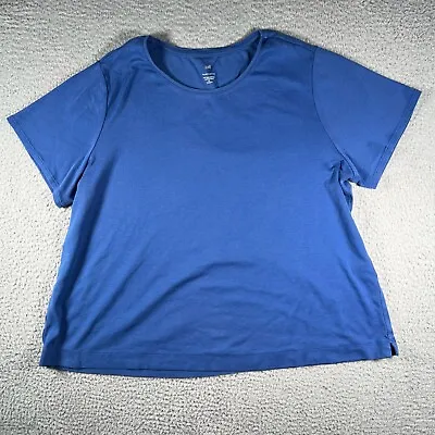J Jill T Shirt Womens Plus 2x Blue Pima Cotton Crew Neck Short Sleeve Tee • $12.57