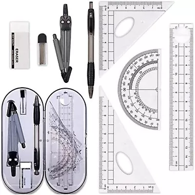 £4.99 • Buy 8PCS Compass Ruler Geometry Set Maths Drawing Geometry Leads Exam Office 2023 UK