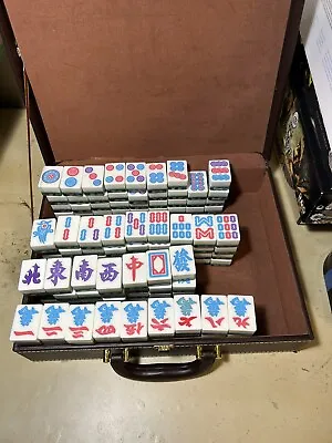  Mahjong Tile Set Blue Bow Edition 136 Pc Set Missing 1 Tile • $399.90