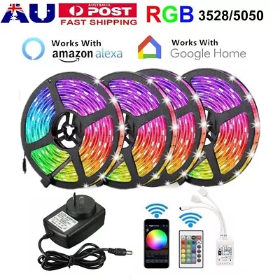 5M 10M 20M 3528  RGB LED Strip Lights WiFi Phone Remote Alexa Google Home • $7.59