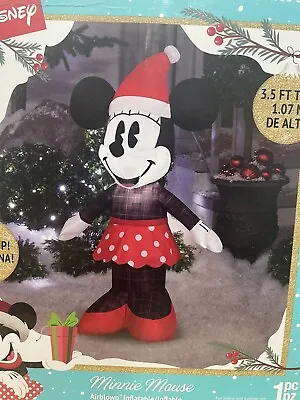 Minnie Mouse Santa Hat Plaid & Polka Dress Christmas Gemmy Airblown Inflatable • $36.95