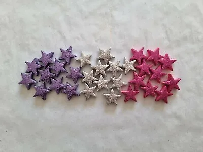 30 Glittery Stars - Lilac Silver & Pink Edible Sugar Cake Decorations / Toppers • £4.95